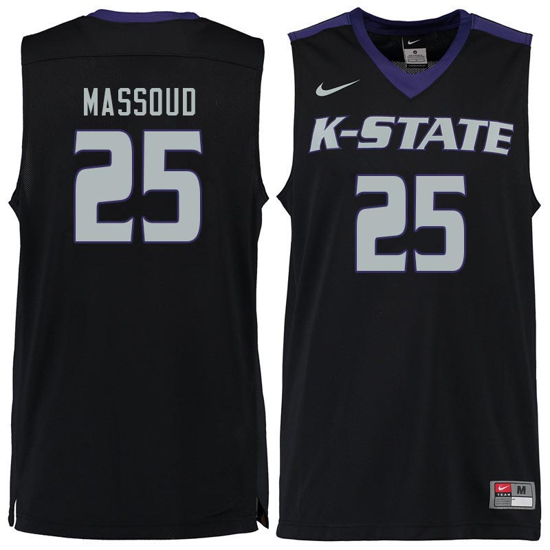 Men #25 Ismael Massoud Kansas State Wildcats College Basketball Jerseys Sale-Black - Click Image to Close